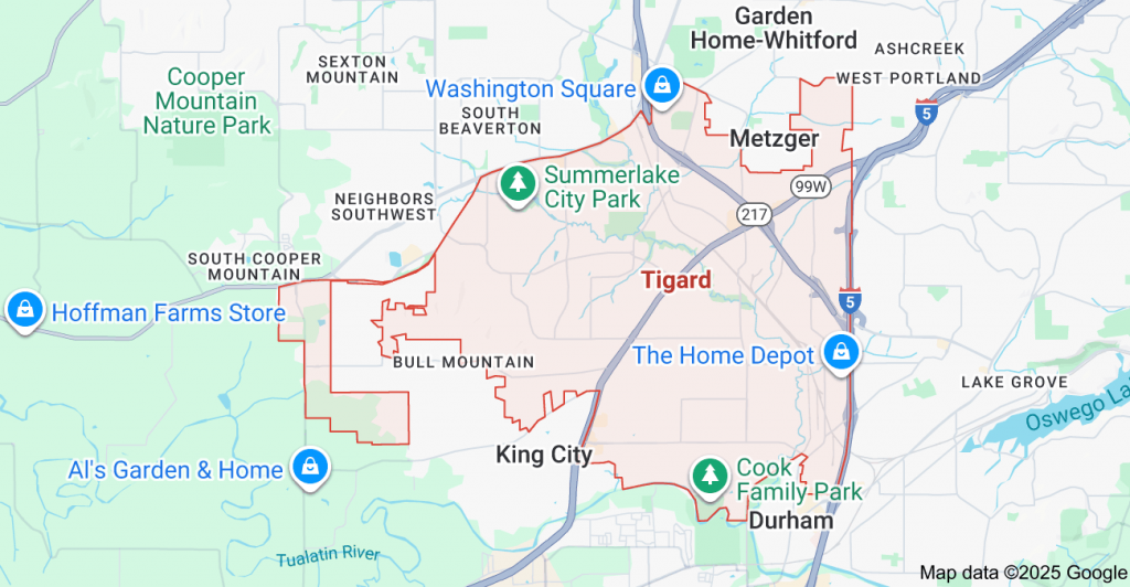 Tigard, Oregon Counseling and Therapy Service Area